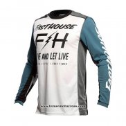 2021 Motocross Cyclisme Maillot Fast House Manches Longues Blanc Bleu