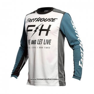 2021 Motocross Cyclisme Maillot Fast House Manches Longues Blanc Bleu