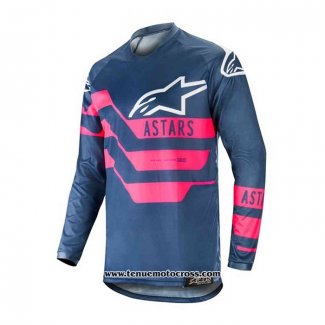 2020 Motocross Cyclisme Maillot Alpinestars Manches Longues Bleu