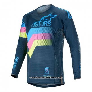 2020 Motocross Cyclisme Maillot Alpinestars Manches Longues Bleu