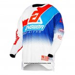 2020 Motocross Cyclisme Maillot Answer Manches Longues Blanc Bleu