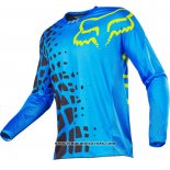 2020 Motocross Cyclisme Maillot FOX Manches Longues Bleu