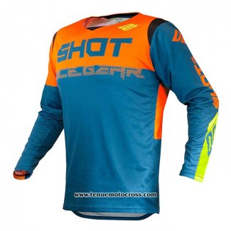 2020 Motocross Cyclisme Maillot Shot Manches Longues Bleu