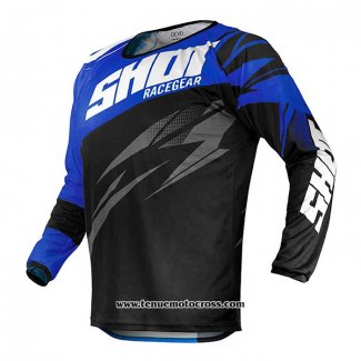 2020 Motocross Cyclisme Maillot Shot Manches Longues Noir Bleu