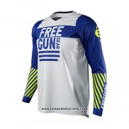 2021 Freegun Motocross Cyclisme Maillot Manches Longues Blanc Bleu