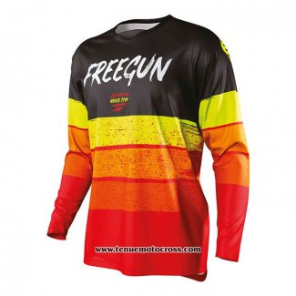 2020 Motocross Cyclisme Maillot Freegun Manches Longues Noir Rouge