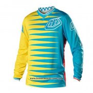 2020 Motocross Cyclisme Maillot TLD Manches Longues Bleu Jaune