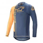 2020 Motocross Cyclisme Maillot Alpinestars Manches Longues Bleu