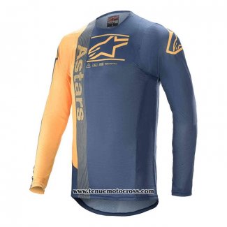 2020 Motocross Cyclisme Maillot Alpinestars Manches Longues Bleu