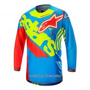 2020 Motocross Cyclisme Maillot Alpinestars Manches Longues Bleu