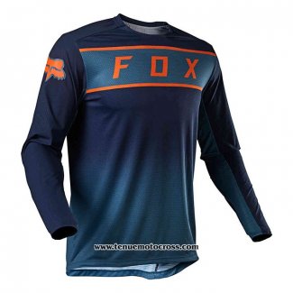 2020 Motocross Cyclisme Maillot FOX Manches Longues Fonce Bleu