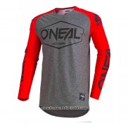 2020 Motocross Cyclisme Maillot Oneal Manches Longues Gris Rouge