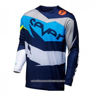 2020 Motocross Cyclisme Maillot Seven Manches Longues Bleu