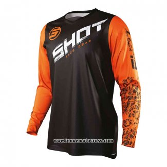 2020 Motocross Cyclisme Maillot Shot Manches Longues Noir Orange