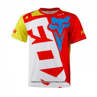 2020 Motocross Cyclisme T Shirt FOX Manches Courtes Rouge Jaune