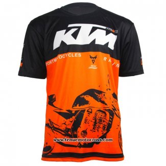 2020 Motocross Cyclisme T Shirt KTM Manches Courtes Orange Noir