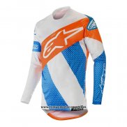 2020 Motocross Cyclisme Maillot Alpinestars Manches Longues Bleu Blanc