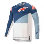 2020 Motocross Cyclisme Maillot Alpinestars Manches Longues Bleu Blanc