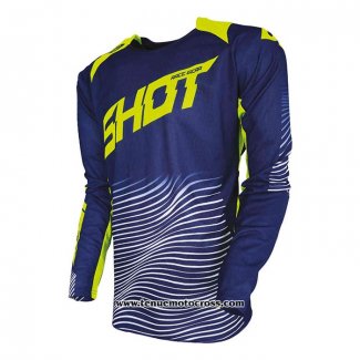 2020 Motocross Cyclisme Maillot Shot Manches Longues Bleu