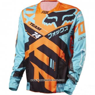 2020 Motocross Cyclisme Maillot FOX Manches Longues Orange Bleu