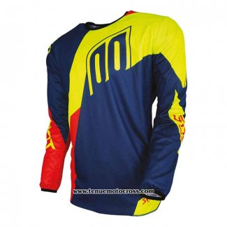 2020 Motocross Cyclisme Maillot Shot Manches Longues Bleu Jaune