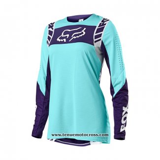 2021 FOX Motocross Cyclisme Femme Maillot Manches Longues Bleu Violet