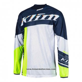 2021 Motocross Cyclisme Maillot Klim Manches Longues Bleu Blanc