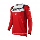 2021 Shot Motocross Cyclisme Maillot Manches Longues Rouge Blanc