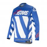 2020 Motocross Cyclisme Maillot Alpinestars Manches Longues Bleu Blanc