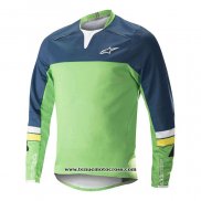 2020 Motocross Cyclisme Maillot Alpinestars Manches Longues Vert Bleu