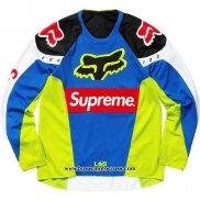 2020 Motocross Cyclisme Maillot FOX Manches Longues Bleu Jaune