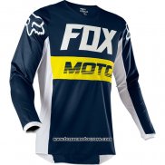 2020 Motocross Cyclisme Maillot FOX Manches Longues Fonce Bleu