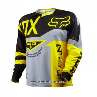 2020 Motocross Cyclisme Maillot FOX Manches Longues Noir Jaune