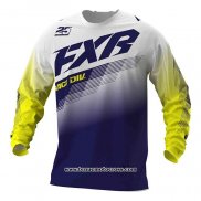 2020 Motocross Cyclisme Maillot FXR Manches Longues Profond Bleu Jaune