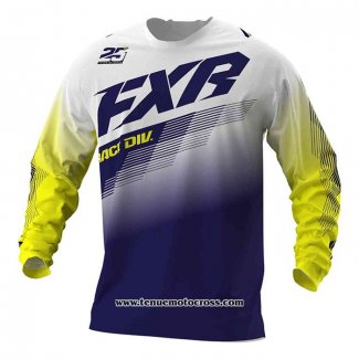 2020 Motocross Cyclisme Maillot FXR Manches Longues Profond Bleu Jaune