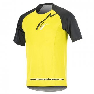 2020 Motocross Cyclisme T Shirt Alpinestars Manches Courtes Jaune