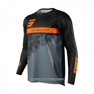 2021 Shot Motocross Cyclisme Maillot Manches Longues Noir Gris Orange