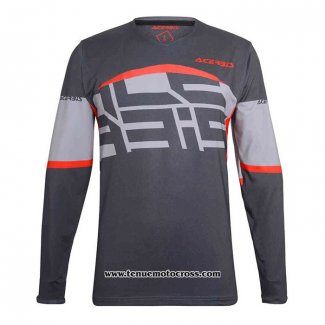 2020 Motocross Cyclisme Maillot Acerbis Manches Longues Gris Rouge