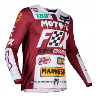 2020 Motocross Cyclisme Maillot FOX Manches Longues Fonce Rouge