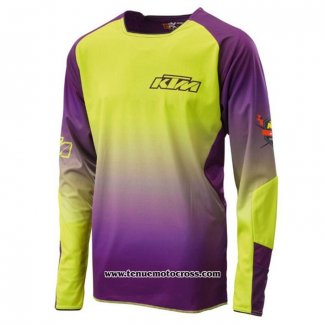 2020 Motocross Cyclisme Maillot KTM Manches Longues Jaune Violet