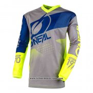 2020 Motocross Cyclisme Maillot Oneal Manches Longues Gris Jaune