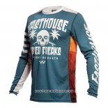 2021 Motocross Cyclisme Maillot Fast House Manches Longues Blanc Bleu